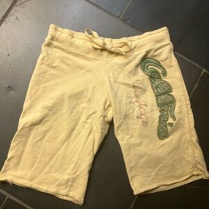 Size Med Papaya Yellow California Vintage Shorts with a tiny spot on the fanny